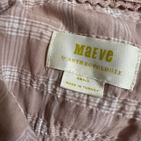 Maeve by Anthropologie Pink Plaid Blouse Sz S - Picture 4 of 4